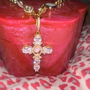 Gold and Silver Cross Pendant Necklace